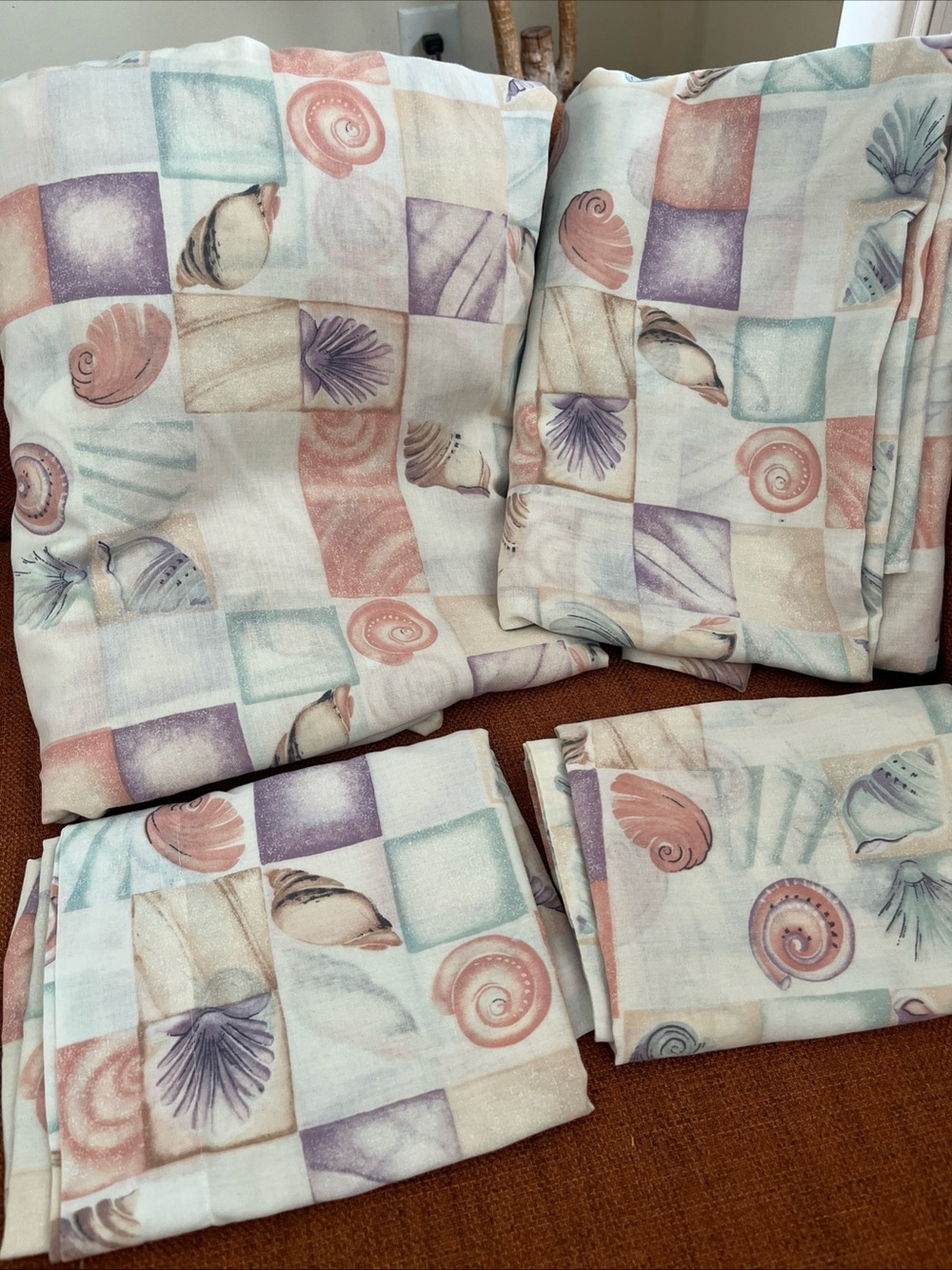 Seashell Queen sheet set 4 pc. Vintage Beach Coastal print